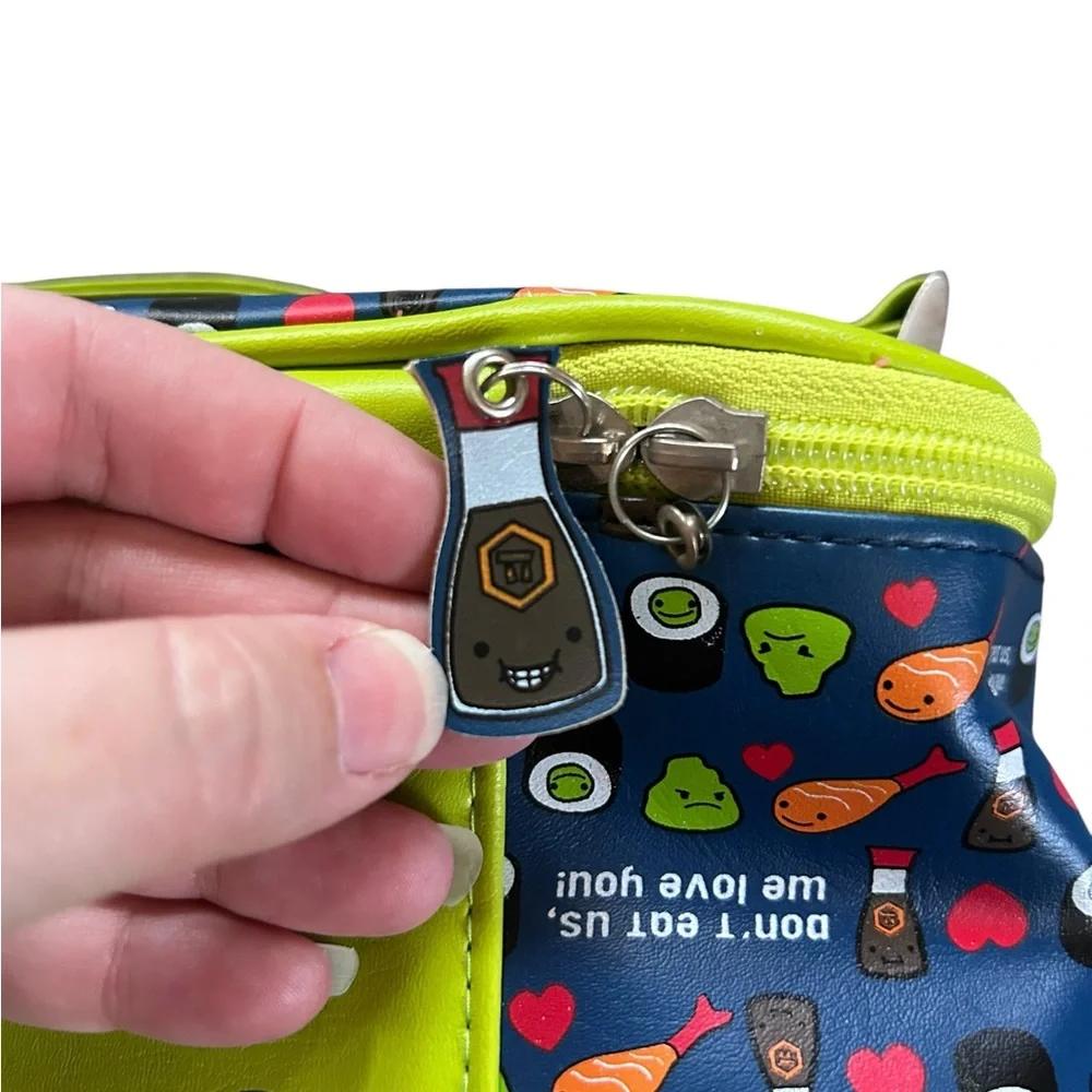 Vintage Y2K David & Goliath Kawaii Sushi Print Travel Makeup Bag Blue Green NWT